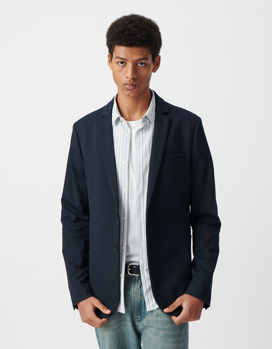 giacca da uomo in interlock blu navy