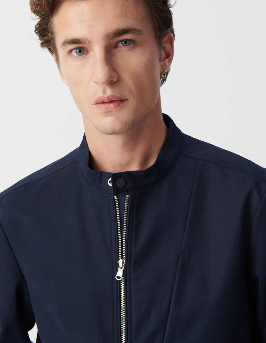 giacca da uomo con colletto con bottoni a pressione blu navy