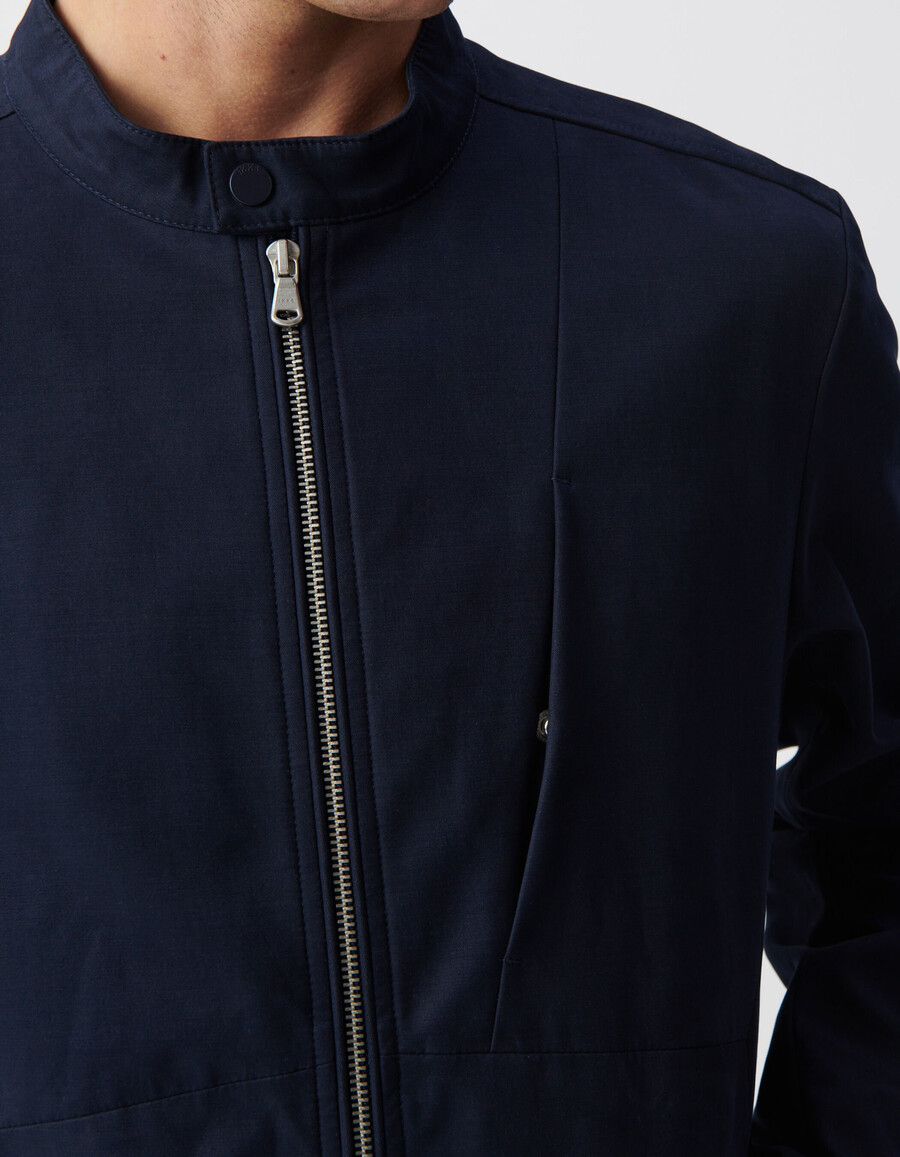 giacca da uomo con colletto con bottoni a pressione blu navy