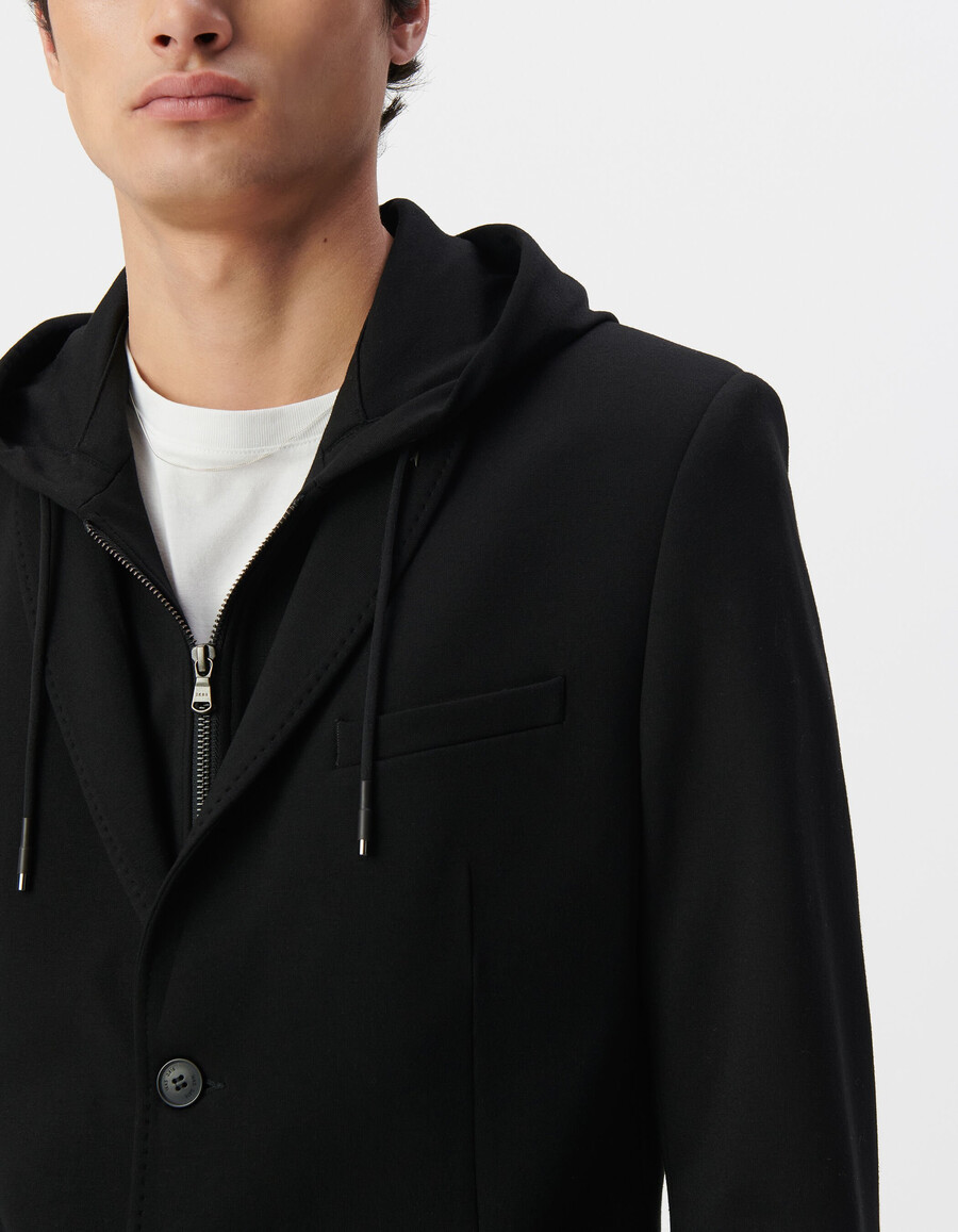 giacca nera da uomo in interlock con fodera staccabile