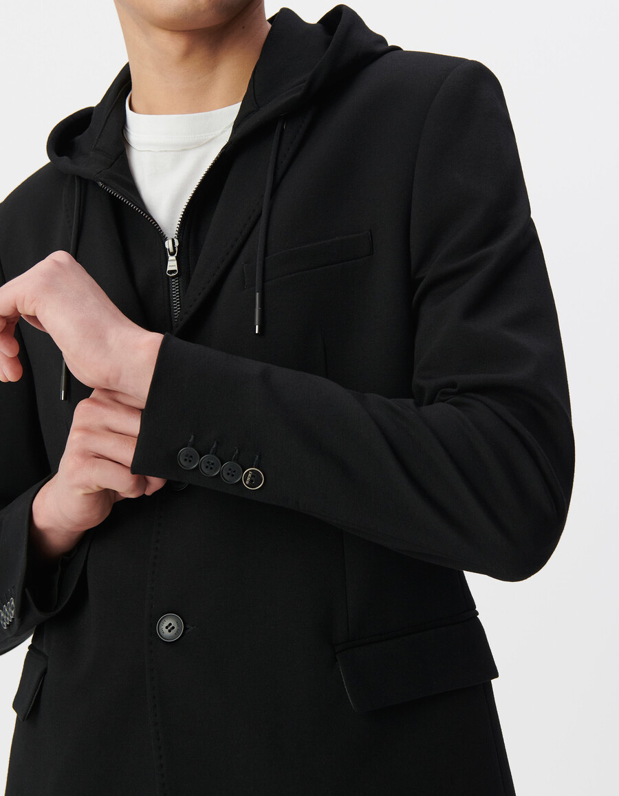 giacca nera da uomo in interlock con fodera staccabile