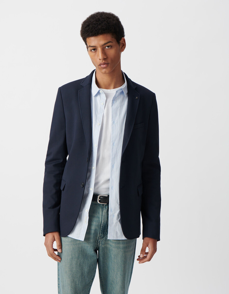giacca blu navy da uomo con rivestimento rimovibile