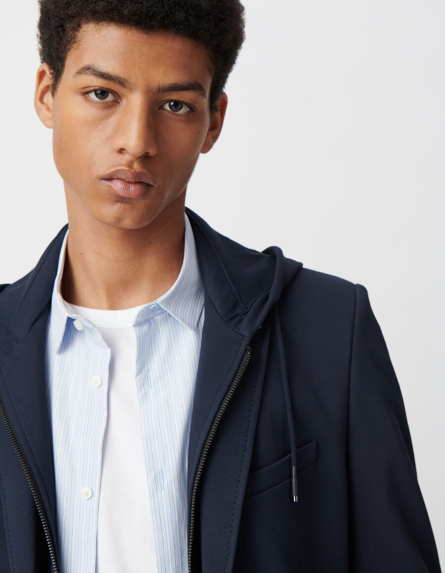 giacca blu navy da uomo con rivestimento rimovibile