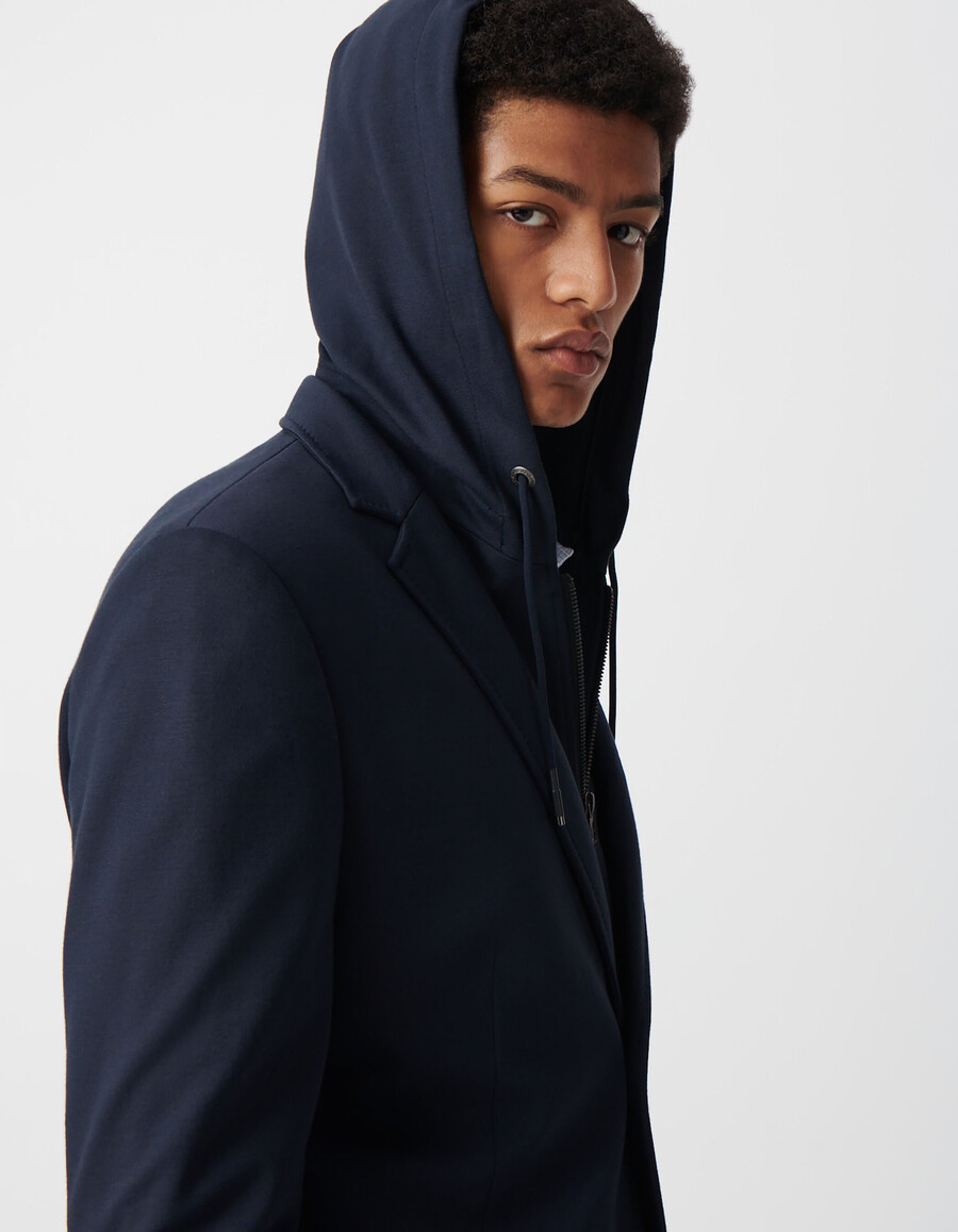 giacca blu navy da uomo con rivestimento rimovibile