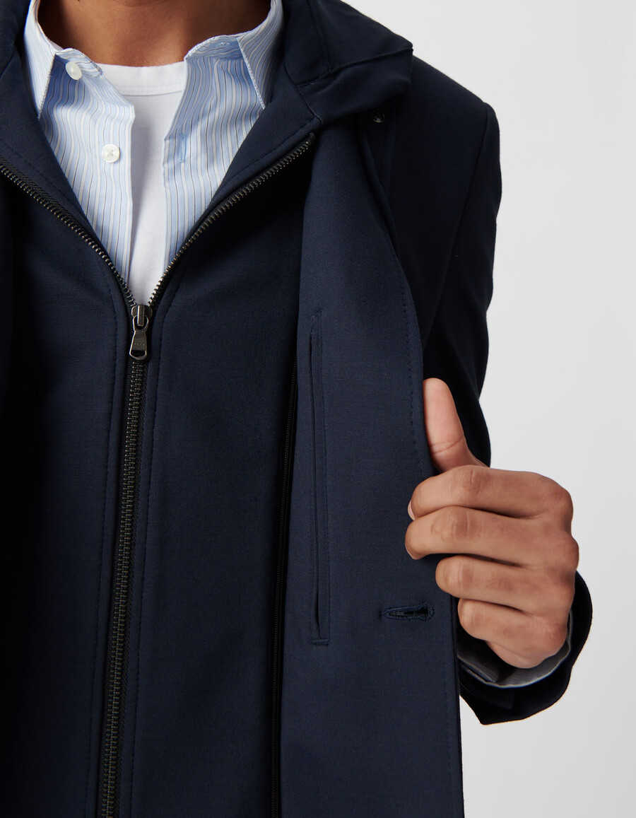 giacca blu navy da uomo con rivestimento rimovibile