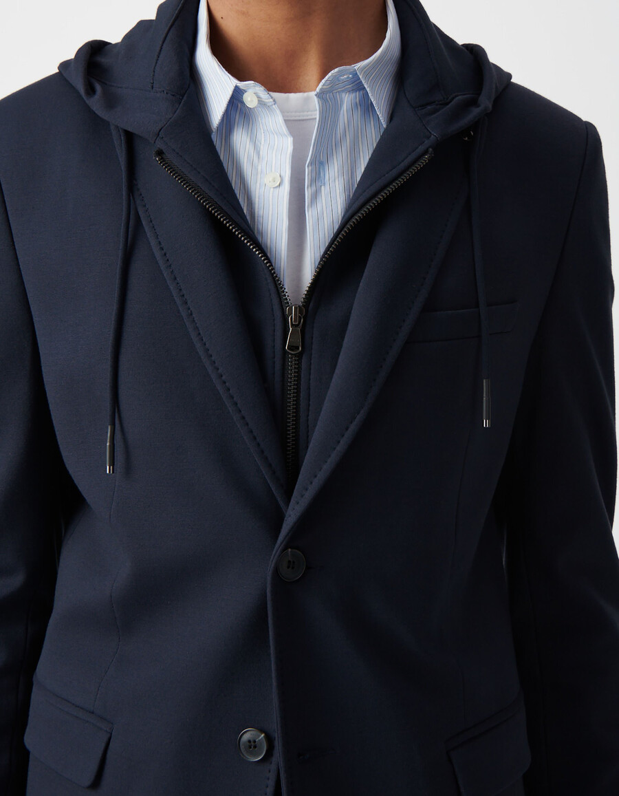 giacca blu navy da uomo con rivestimento rimovibile