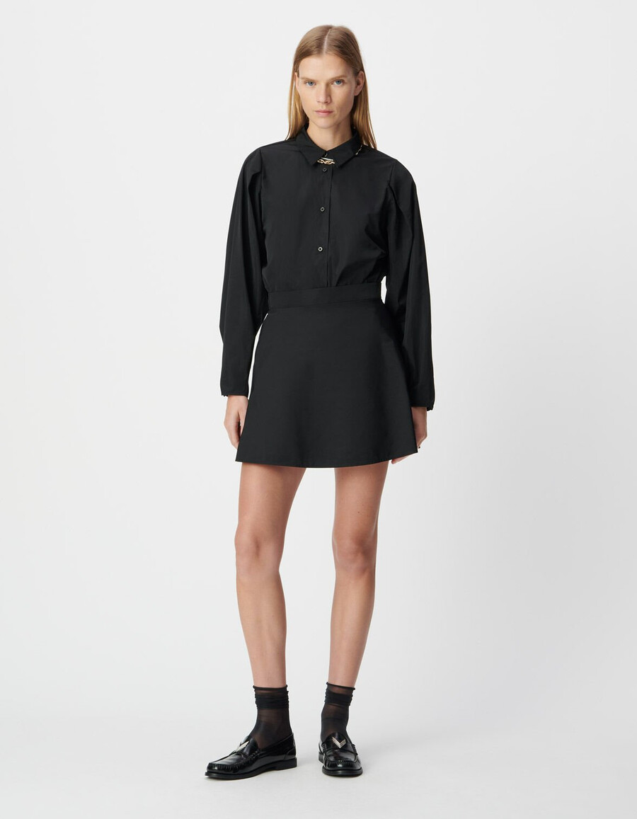 camicia da donna in taffetà di raso nero