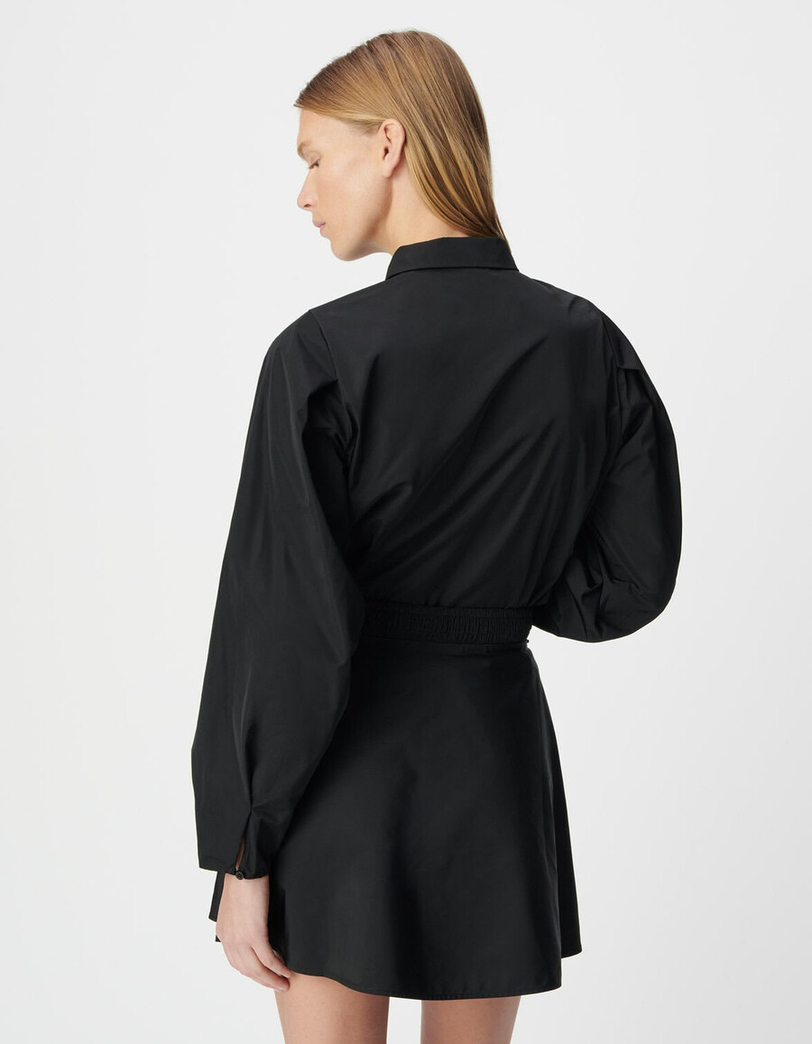 camicia da donna in taffetà di raso nero