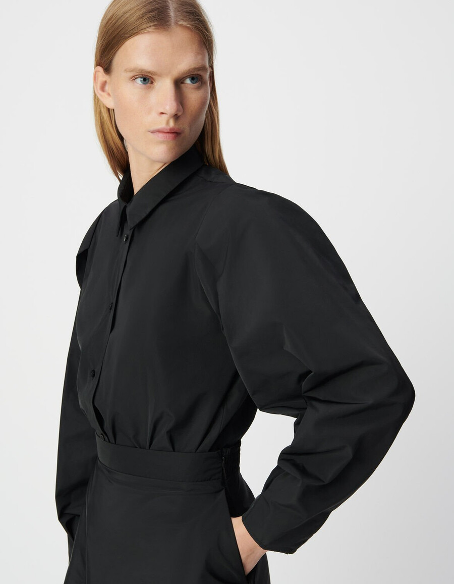 camicia da donna in taffetà di raso nero