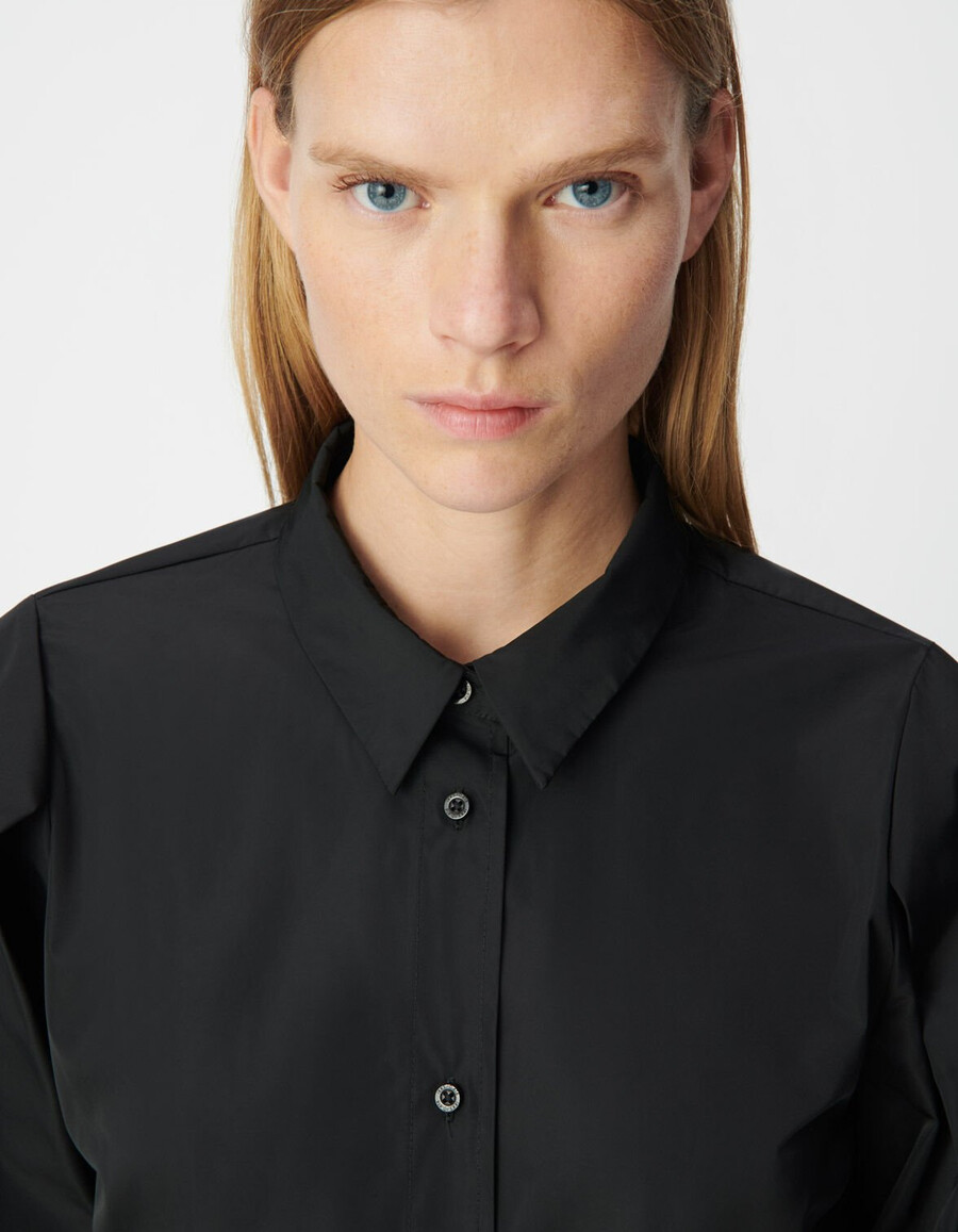camicia da donna in taffetà di raso nero