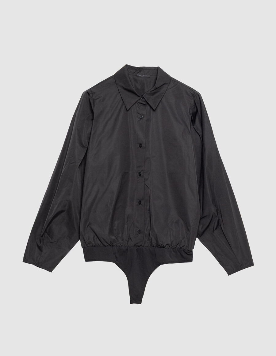 camicia da donna in taffetà di raso nero