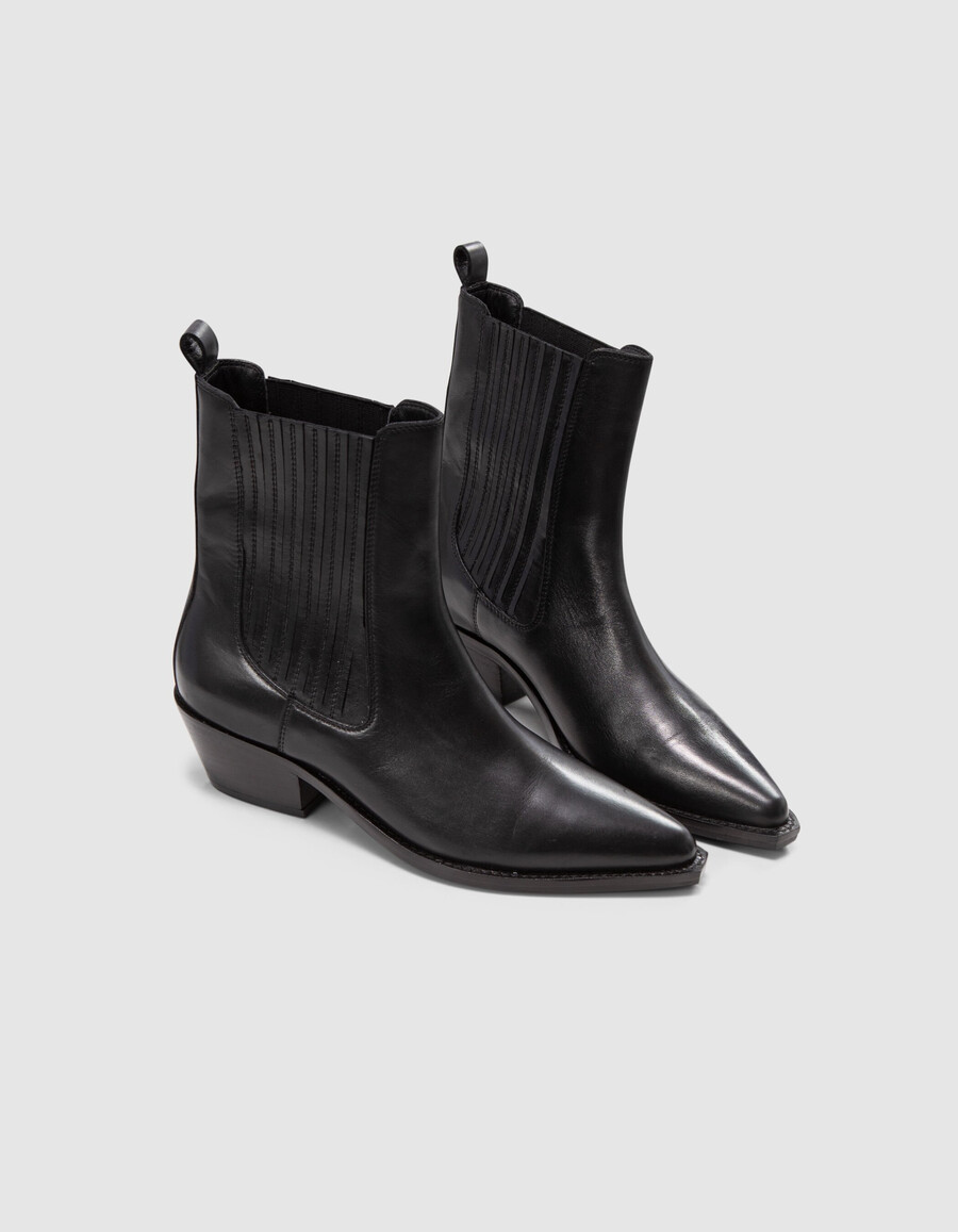 stivaletti chelsea in pelle nera spirit santiag da donna
