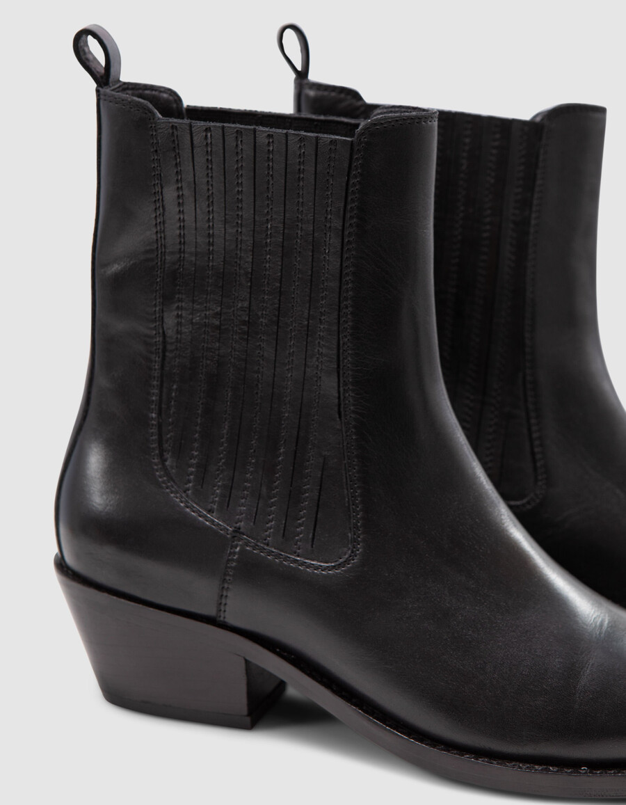 stivaletti chelsea in pelle nera spirit santiag da donna