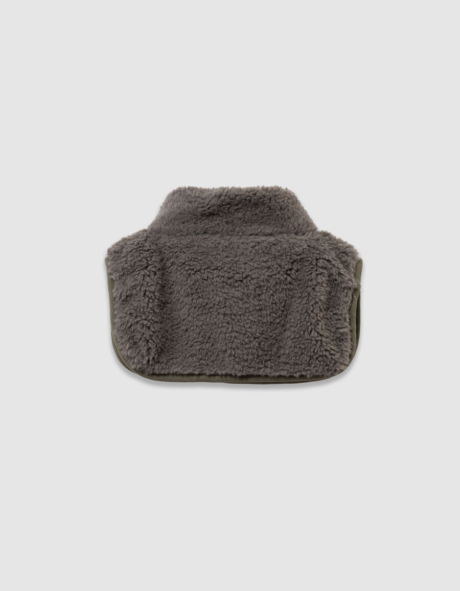scaldacollo con cerniera in sherpa color cachi per ragazzi