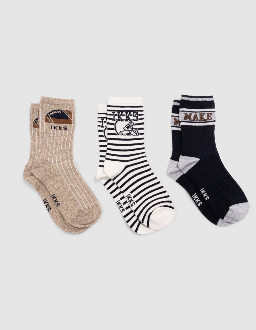 calzini blu navy écru e beige per bambini