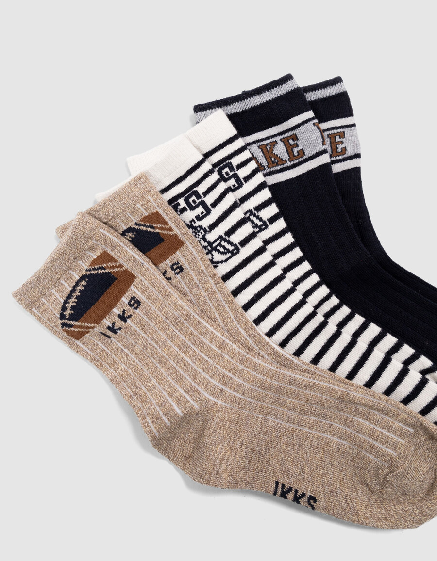calzini blu navy écru e beige per bambini