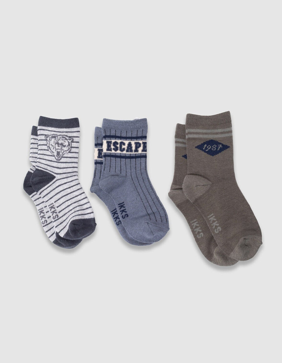 calzini blu e grigio cachi per bambini