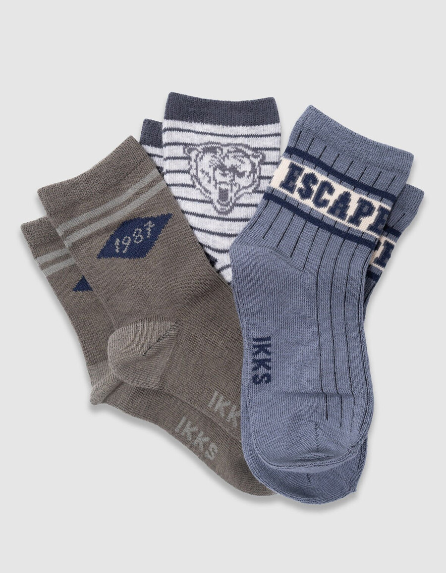 calzini blu e grigio cachi per bambini