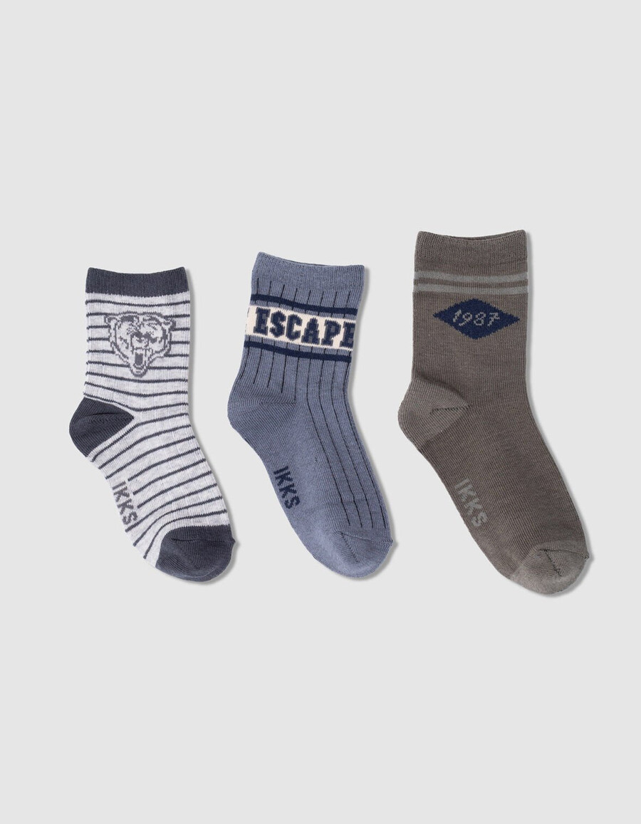 calzini blu e grigio cachi per bambini