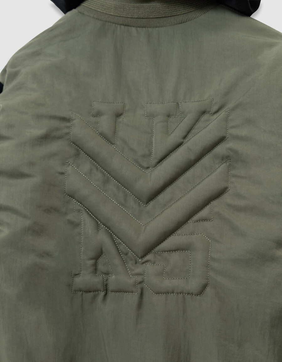 giacca stile bomber con maniche a quadri color cachi per ragazzi