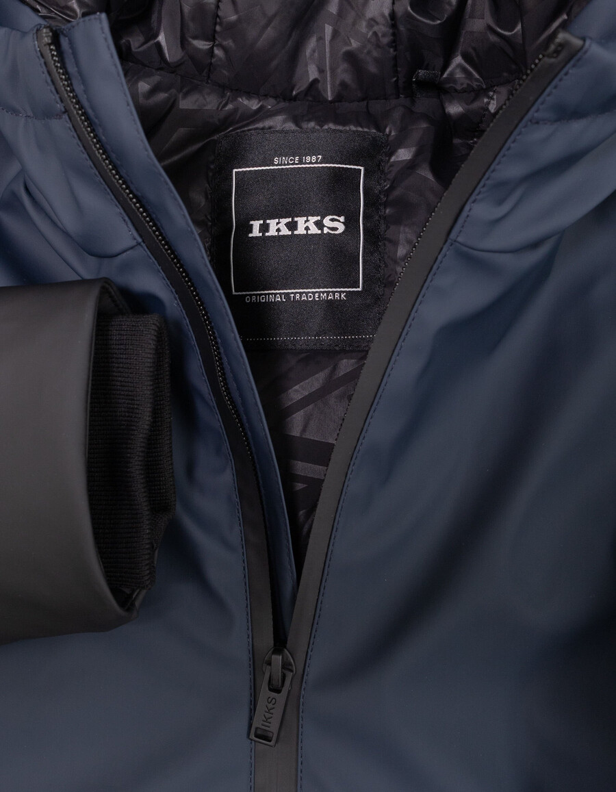 parka con cappuccio idrorepellente blu navy e nero per ragazzi