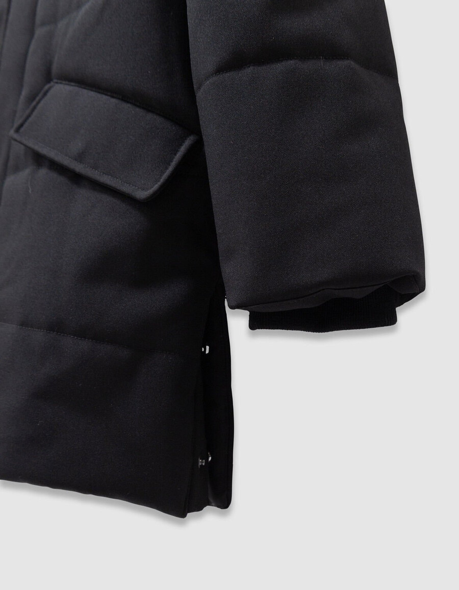 parka trapuntato con cappuccio e cerniera nero da bambino