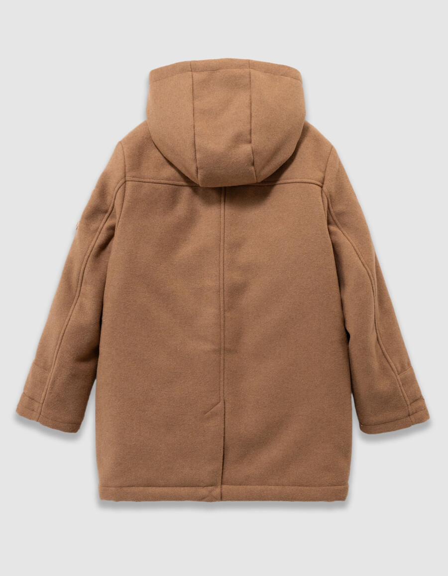 cappotto con cappuccio in stile montgomery in lana beige per ragazzi