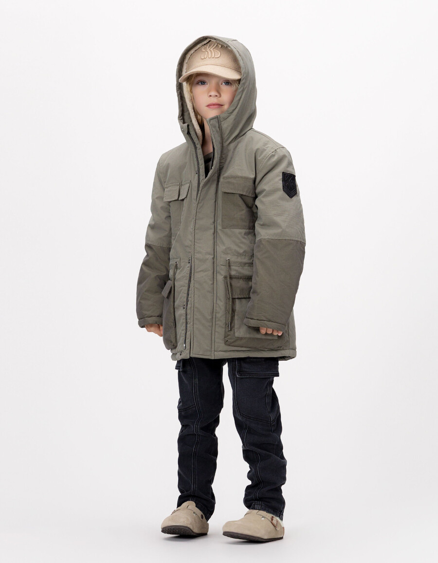 parka kaki 3 in 1 e giacca imbottita reversibile per bambini