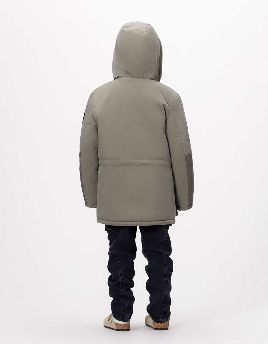 parka kaki 3 in 1 e giacca imbottita reversibile per bambini