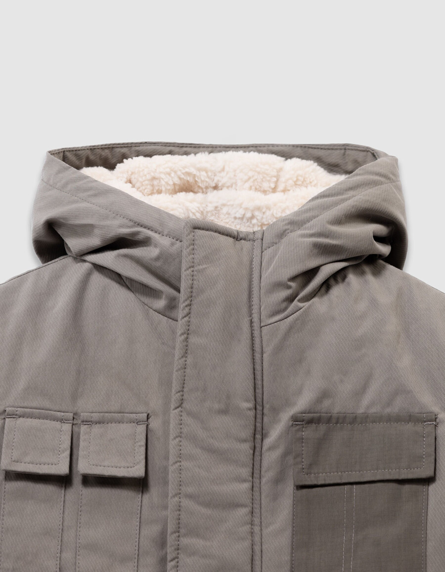 parka kaki 3 in 1 e giacca imbottita reversibile per bambini