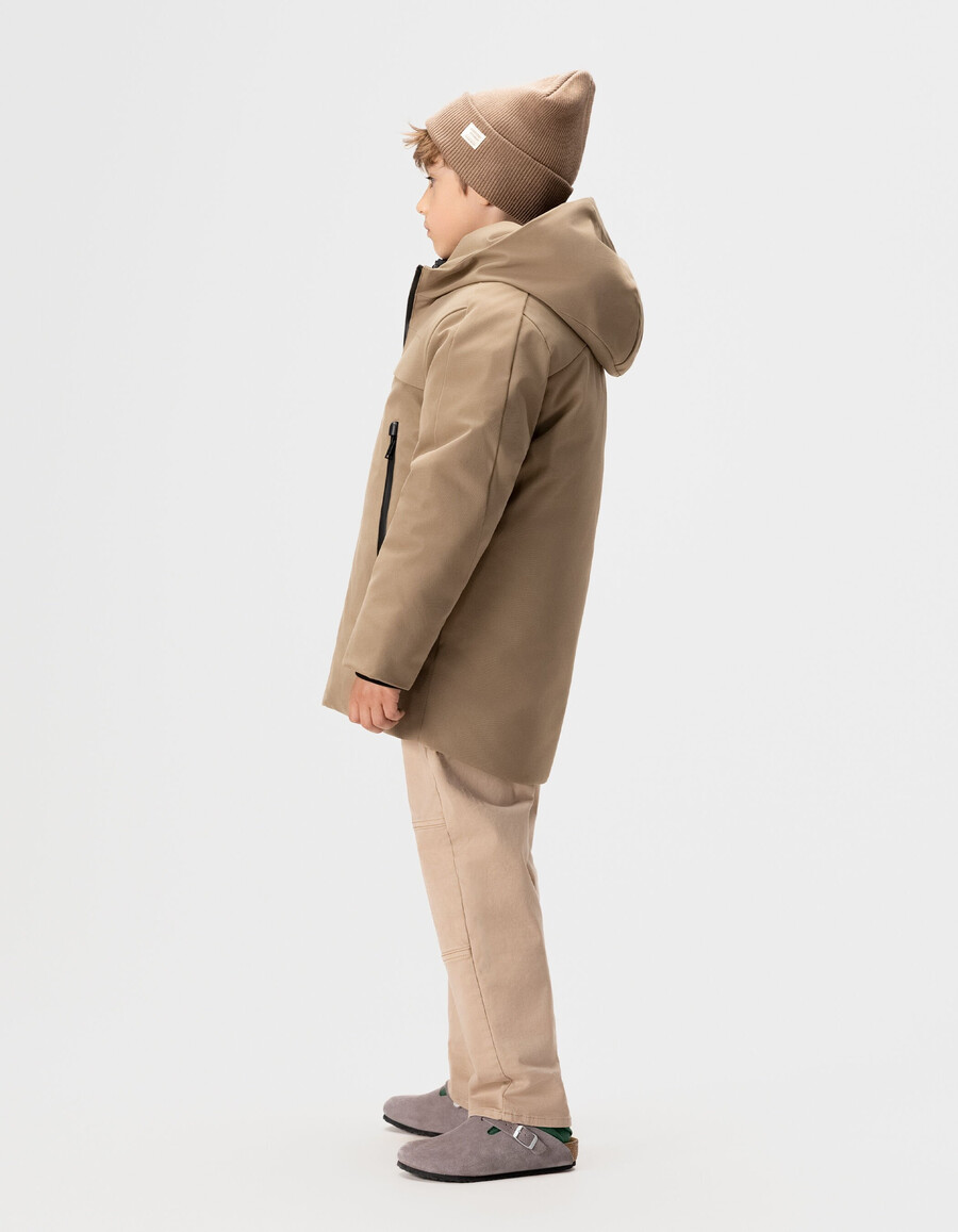 parka beige 2 in 1 e giacca imbottita senza maniche per bambini