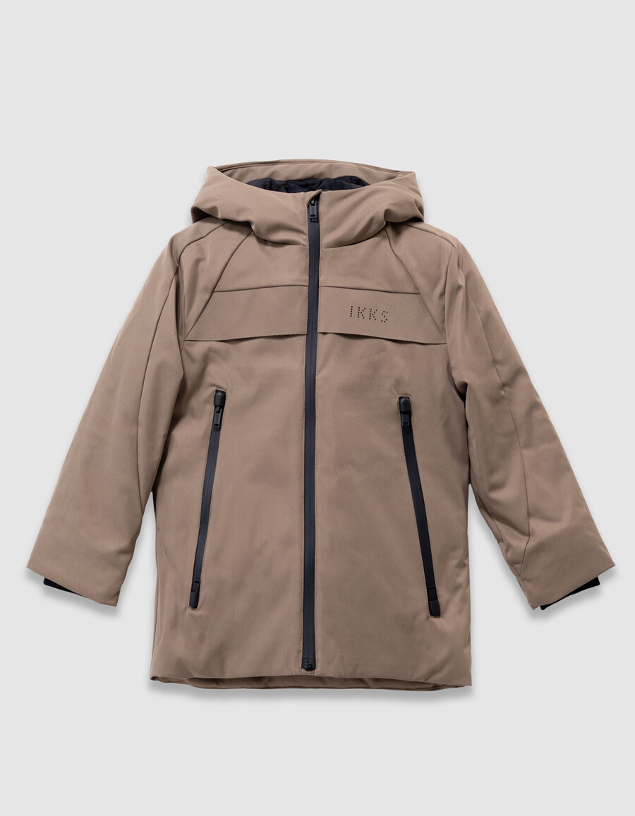 parka beige 2 in 1 e giacca imbottita senza maniche per bambini
