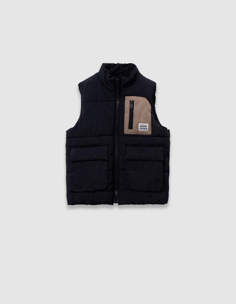 parka beige 2 in 1 e giacca imbottita senza maniche per bambini