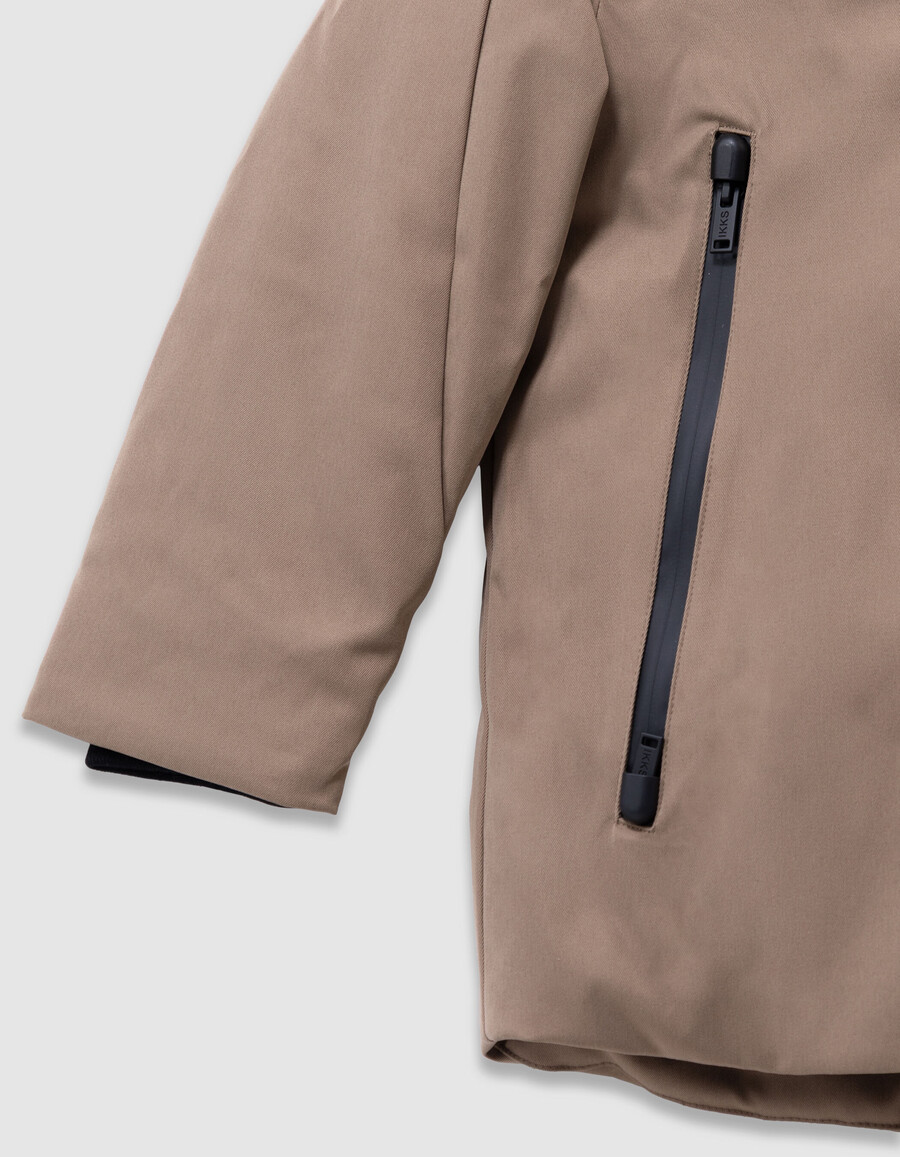 parka beige 2 in 1 e giacca imbottita senza maniche per bambini