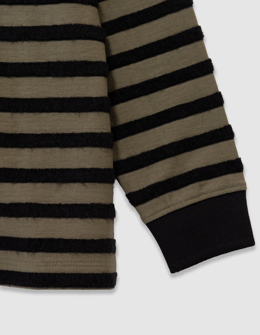 polo a maniche lunghe color cachi per bambini righe in velluto nero