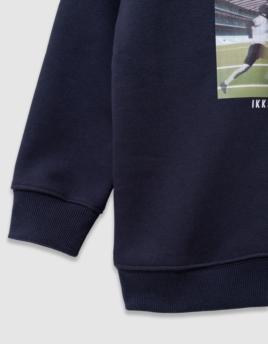 felpa con cappuccio blu navy da bambino con immagine lenticolare