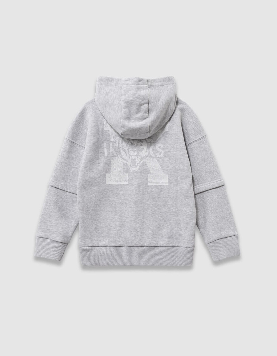 felpa con cappuccio grigia da ragazzo con immagine xl sul retro