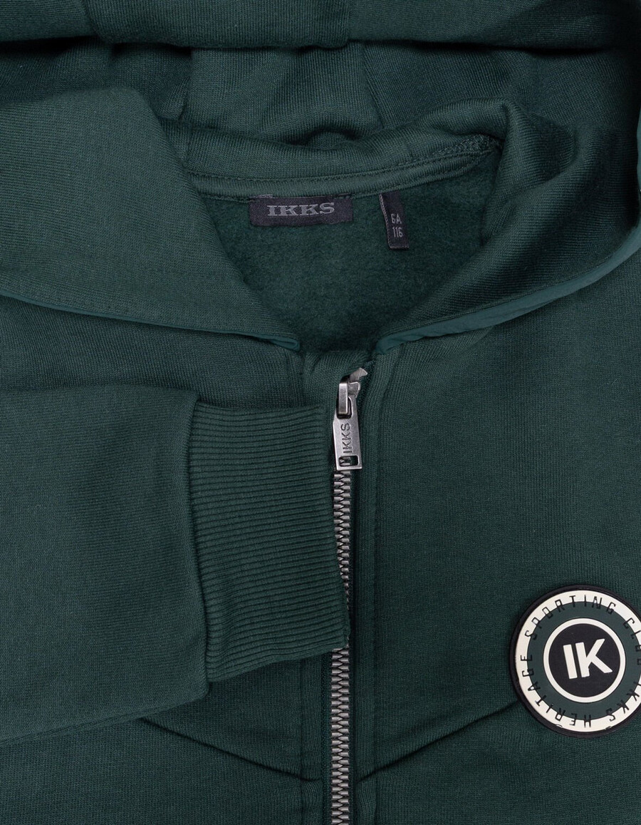 cardigan verde con cappuccio e cerniera per bambini