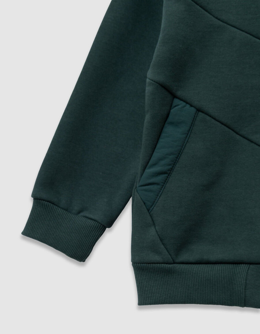 cardigan verde con cappuccio e cerniera per bambini