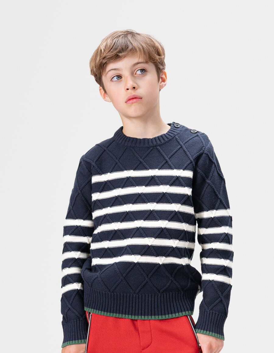 maglione da marinaio lavorato a maglia decorativo per ragazzi