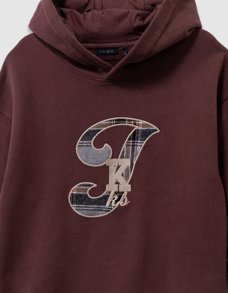 felpa con cappuccio marrone trompe-loeil per ragazzo