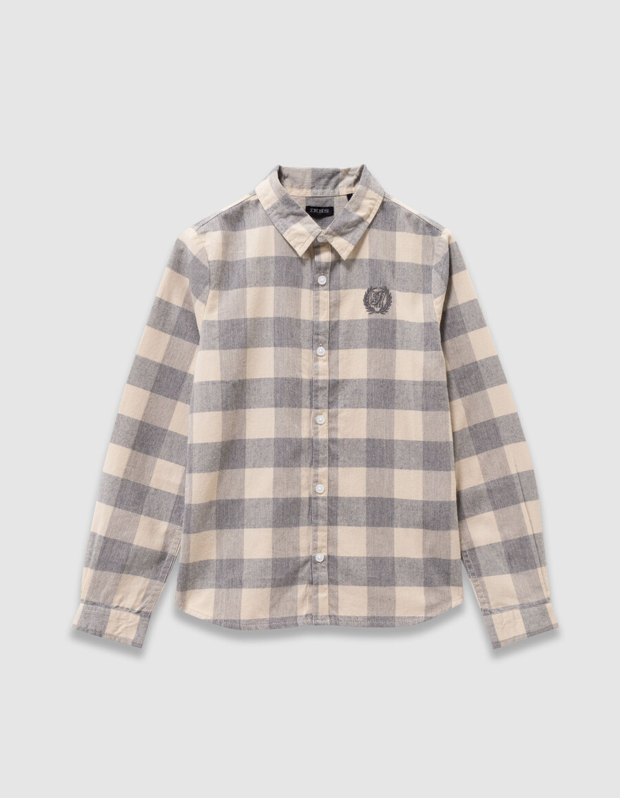 camicia a quadri in velluto grigio-blu per ragazzi