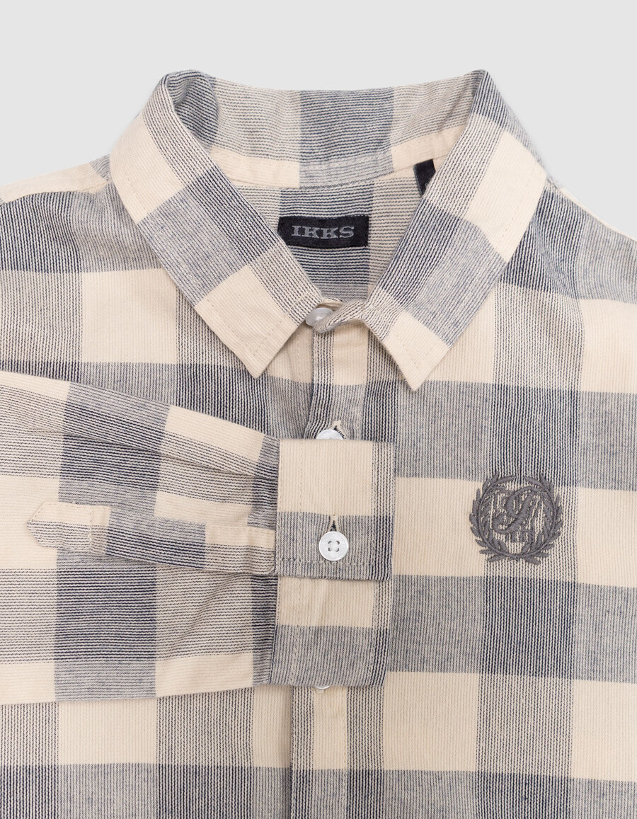 camicia a quadri in velluto grigio-blu per ragazzi