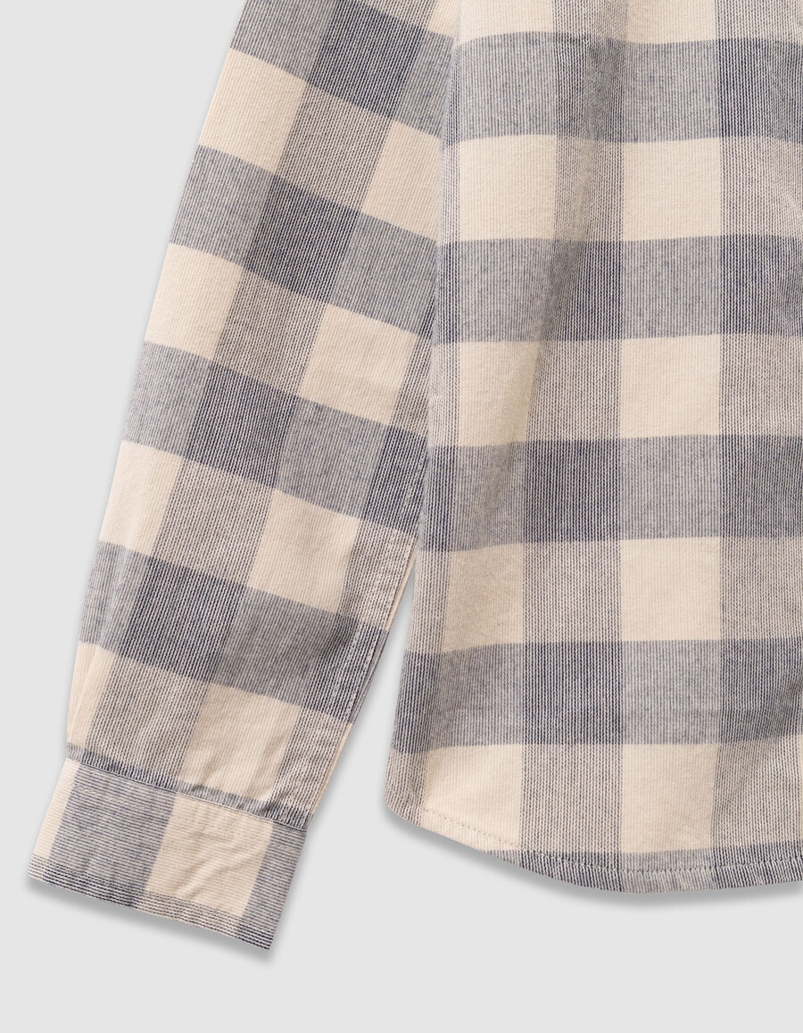 camicia a quadri in velluto grigio-blu per ragazzi