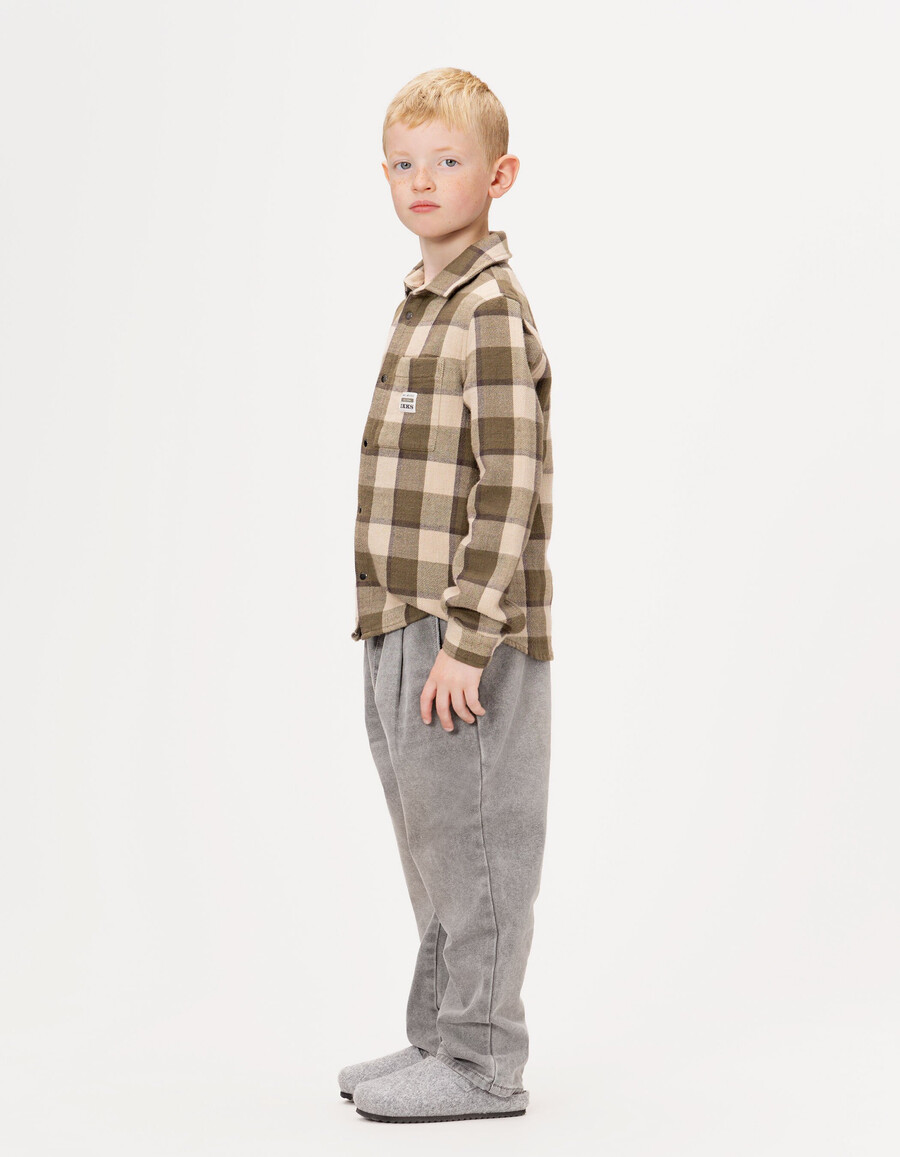 camicia a quadri beige e cachi per ragazzi