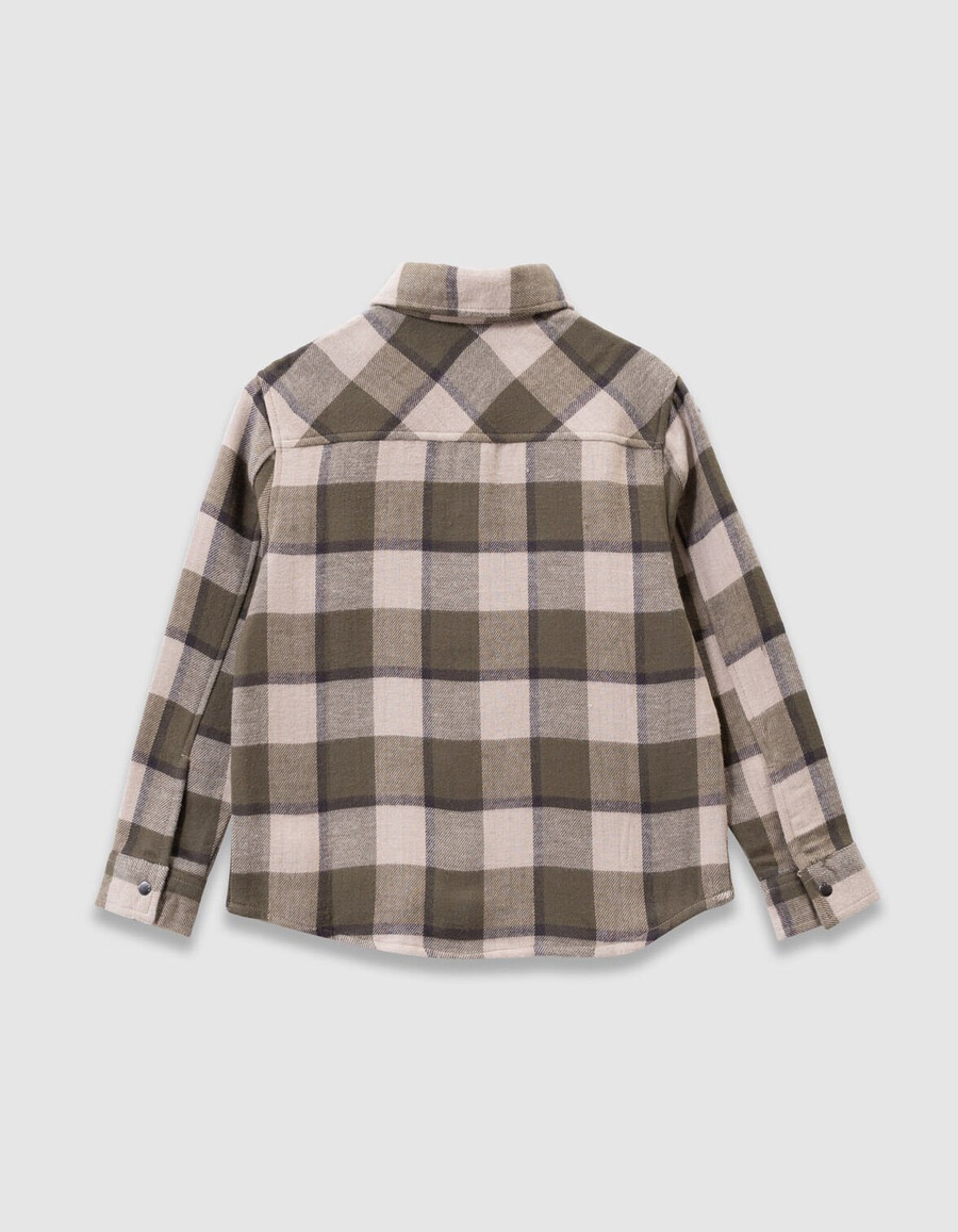 camicia a quadri beige e cachi per ragazzi