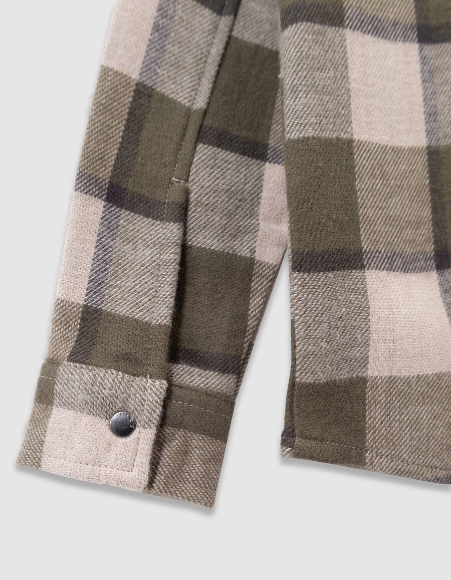 camicia a quadri beige e cachi per ragazzi
