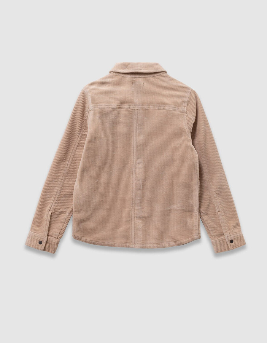 camicia da bambino in velluto a coste beige con bottoni automatici