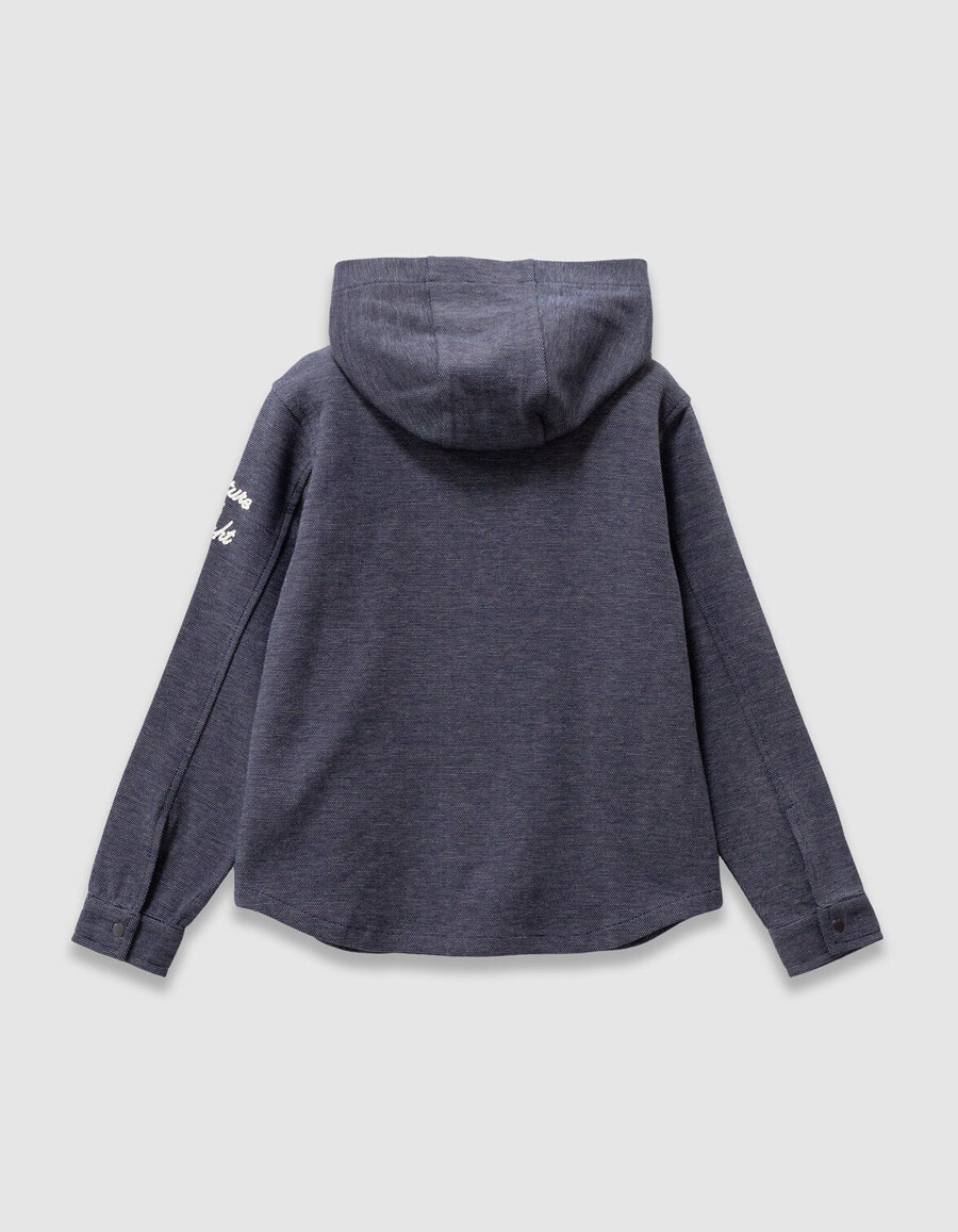 maglietta con cappuccio in maglia decorativa blu navy per ragazzi