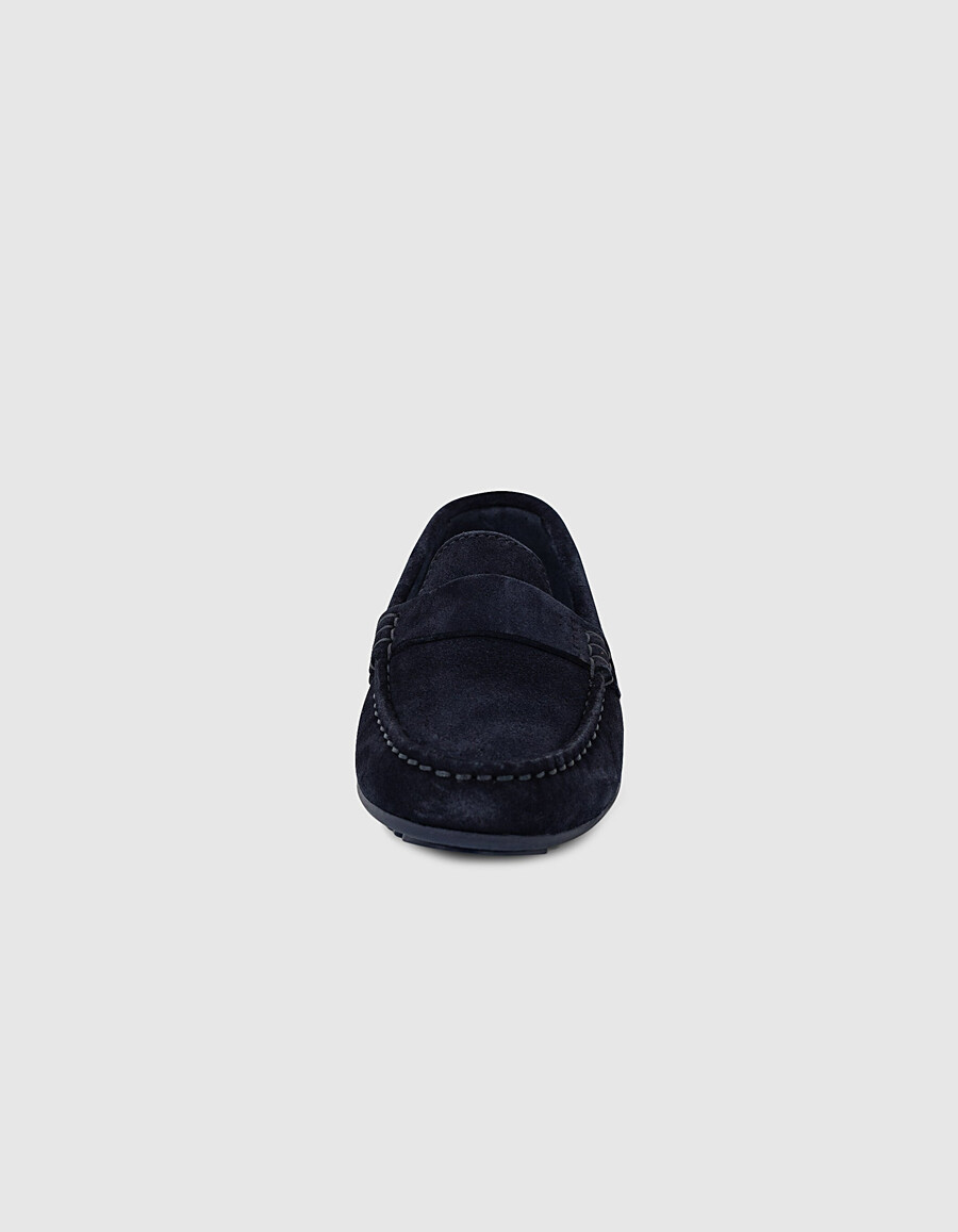 mocassini in pelle scamosciata blu navy per ragazzi